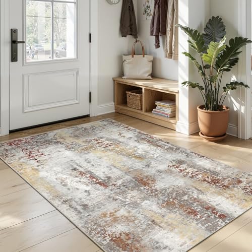 4x6 Washable Area Rugs for Bedroom Living Room (Taupe Grey Brown / 4' x 6' (Rectangular))