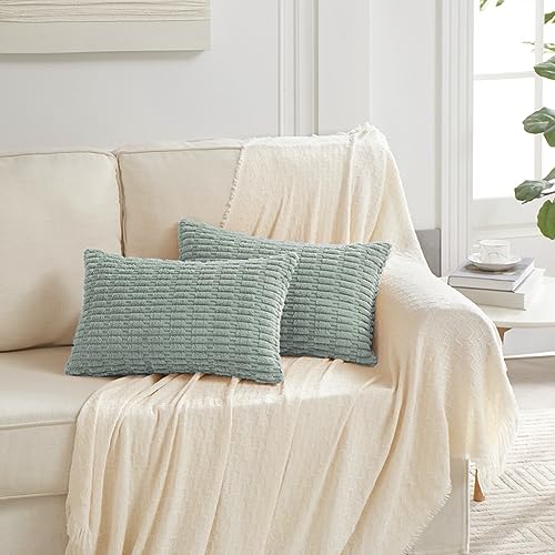 4 Packs Decorative Throw Pillow Covers for Living Room Couch Bed (24" x 12" (Pack of 4) / Grey Blue)
