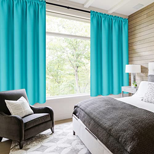 Blackout Curtains for Bedroom Living Room 38 x 54 Inch Long Turquoise (Turquoise / 38"W x 54"L (Pack of 2))