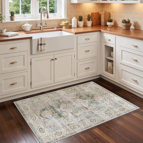 Washable Area Rug 2x3 Small Entryway Rugs Non (Green / 2' x 3' (Rectangular))