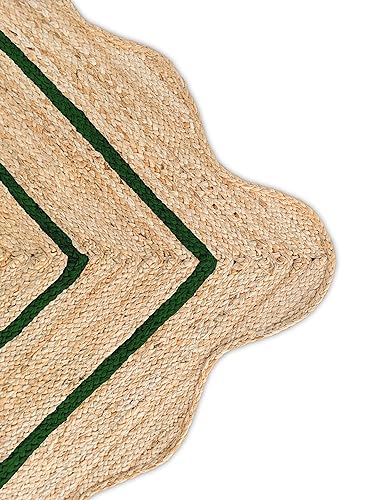 Naturally Textured Jute Scalloped Rug (Green / 5'x7' (Rectangular))