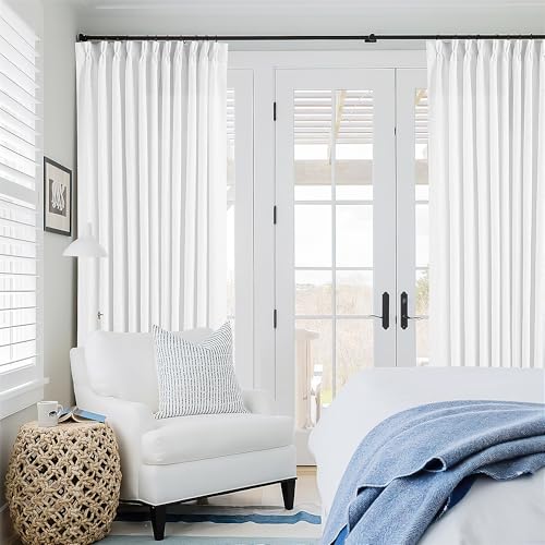 Snow White Pinch Pleat Semi Sheer Linen Curtains W70xL102 1 Panel (Snow White / 70"W x 102"L (Pack of 1))