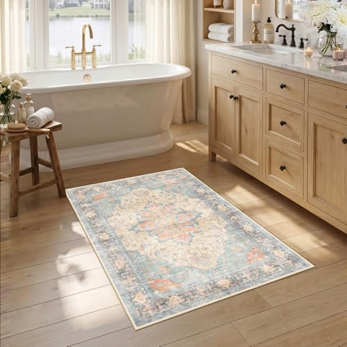 Washable Area Rug (Blue/Orange/Red / 2'6" x 4' (Rectangular))