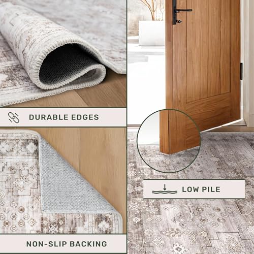 Beige Washable 2'6"x8' Wide Hallway Runners (2'6" x 8' (Runner) / Latte / Beige)
