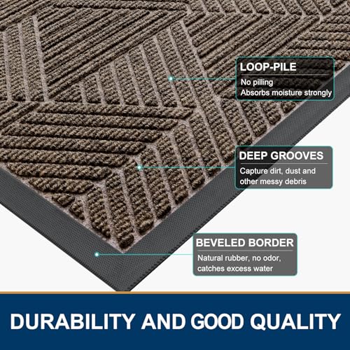 Front Door Mat Outside Entrance (Brown / 59" X 30")
