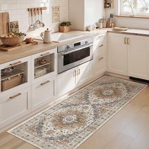 Hallway Runner Rug 2x5 Washable Entry Rugs Non (Turmeric/Grey / 2' x 5' (Runner))