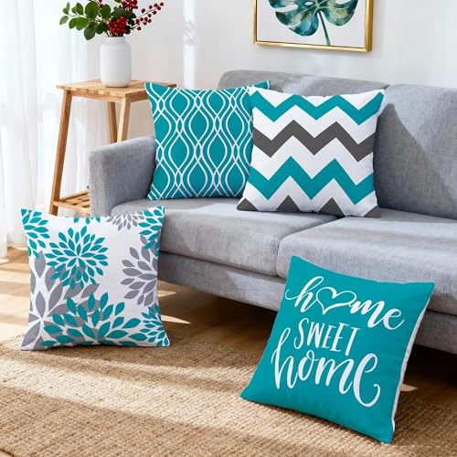 Throw Pillow Covers 18x18 (Teal / 18" x 18" (Pack of 4))