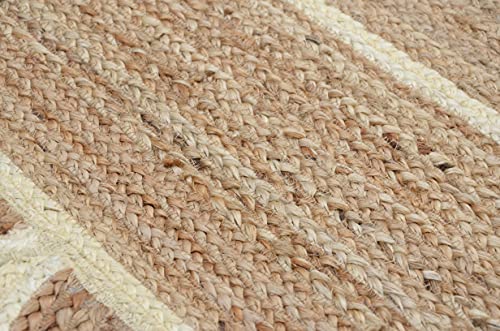 Scallop Pattern Jute Bohemian Area Rug (2'6"x20' (Runner) / Off White)