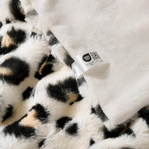 Leopard Print Faux Fur Throw Blanket for Couch (Leopard / Throw(50" x 60"))
