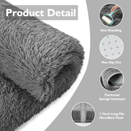 3x5 Area Rug for Bedroom (Deep Grey / 3' x 5' (Rectangular))