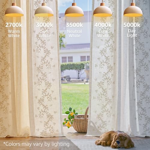 Floral Linen Curtains 63 Inch Farmhouse Back Tab 2 Panels (Vine | Beige / 50"W x 63"L (Pack of 2))