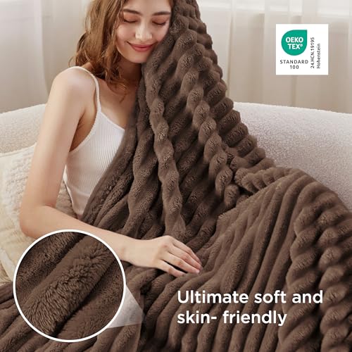 Soft Brown Throw Blanket for Couch Decor Gifts 50"x60" (Brown / Throw)