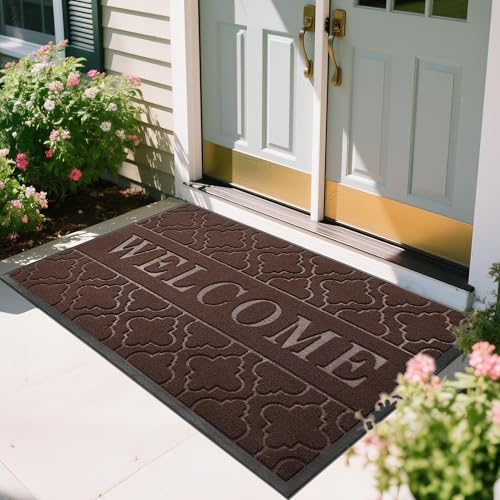 Welcome Mat Outdoor Indoor (60x36 Inch / Brown)