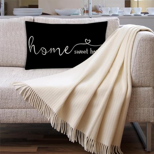 Farmhouse Pillow Covers (20" x 12" (Pack of 1) / Black)