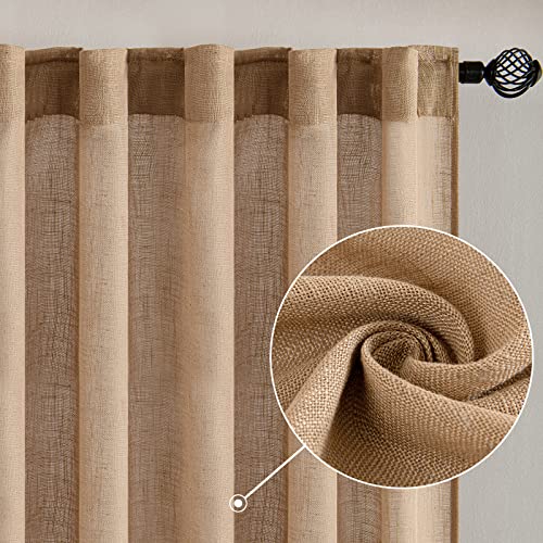 Brown Linen Curtains 52x72 Inch for Bedroom Living Room (52"W x 72"L (Pack of 2) / Linen Brown)