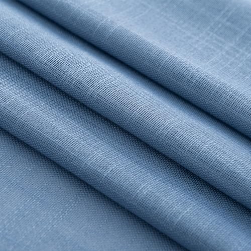 Denim Blue Curtains for Living Room Back Tab Modern Farmhouse Semi Sheer Blue Curtains 132 inches Long 2 Panels Set Muted Neutral Window Curtain for Dining Room Bedroom 52x132 (Denim Blue / 52"W x 132"L (Pack of 2))