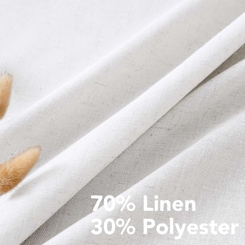 Elegant Natural Linen Semi Sheer Blended Energy Efficient Light Filtering Curtains Not Solid (52"W x 96"L (Pack of 2) / Heathered White)