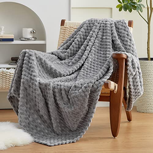 Turtle Shell Twin Size Throw Blanket Light Grey for Couch & Sofa (Light Grey / Twin)