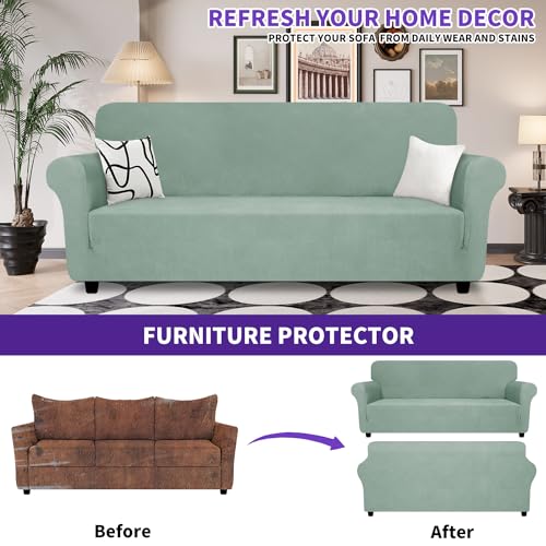 Oversized Super Stretch Couch Cover (- Pea Green / X-Large (92"-115"))