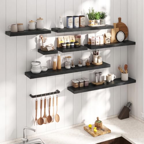 32 Inch Floating Shelves for Wall 2 Pack (Black Finish / 32"Wx8"Dx1.4"H, 2Pack)