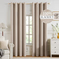 100% Blackout Linen Curtains for Bedroom 52x94 Inches Natural Beige (Beige / 52"W x 94"L (Pack of 2))