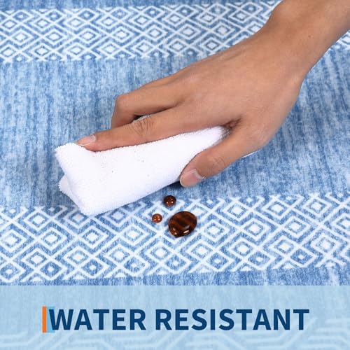 Washable 2.5x10 Kitchen Runner Rug (Light Blue / 2'6" x 10' (Rectangular))