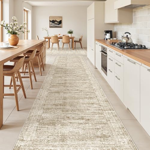 2'6 x 14' Runner Rug Non Slip (Brown/Ivory / 2'6" x 14' (Runner))