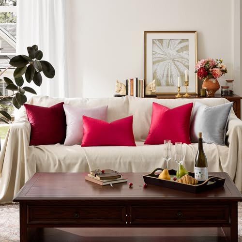 Red Velvet Pillow Covers 18x18 Decorative Pillows Pack of 2 (Red / 18" x 18" (Pack of 2))