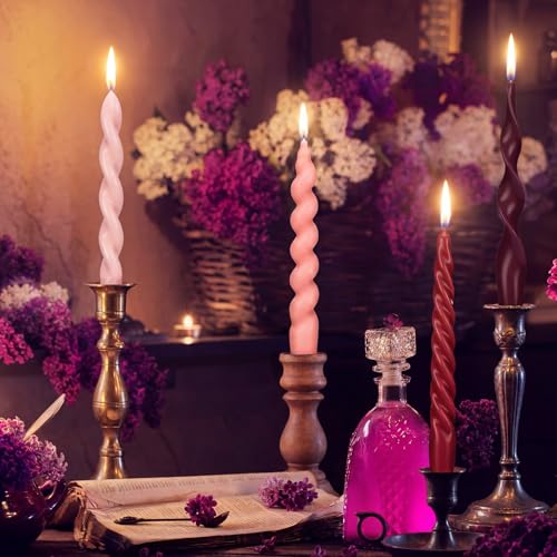 4 Pcs Twisted Taper Candles (Pure / 7.87 Inch / Purple)