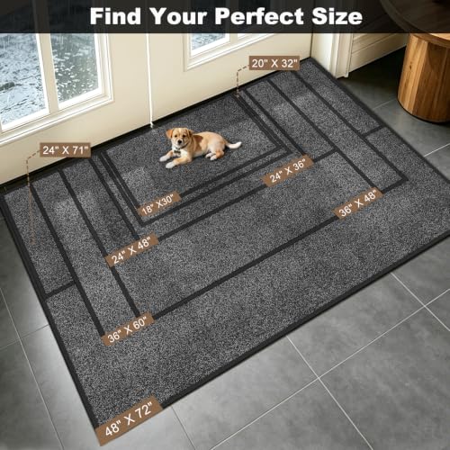 Super Absorbent Front Door Mat (Grey / 1'5" x 2'6" (Rectangular))