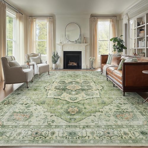 Amada Large 9x12 Washable Area Rug for Living Room (9' x 12' (Rectangular) / Green)