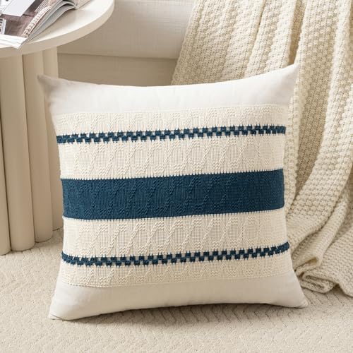 Set of 1 Boho Teal Decorative Throw Pillow Cover 18x18 Inch for Couch Bed Sofa (18" x 18" (Pack of 1) / Teal)