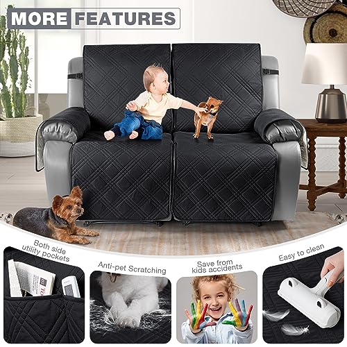 100% Waterproof Oversized Loveseat Recliner Cover (Black / 2 Seater Oversized)