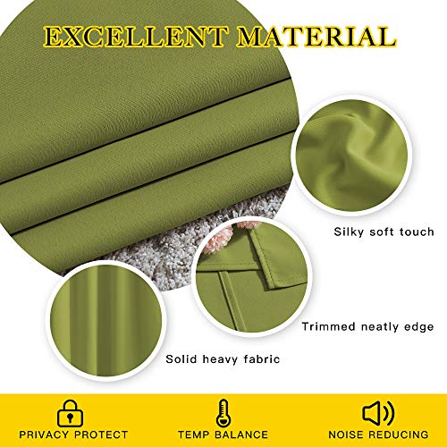 Room Darkening Curtains and Drapes for Window 95" L (Fresh Green / 80"W x 95"L (Pack of 2))