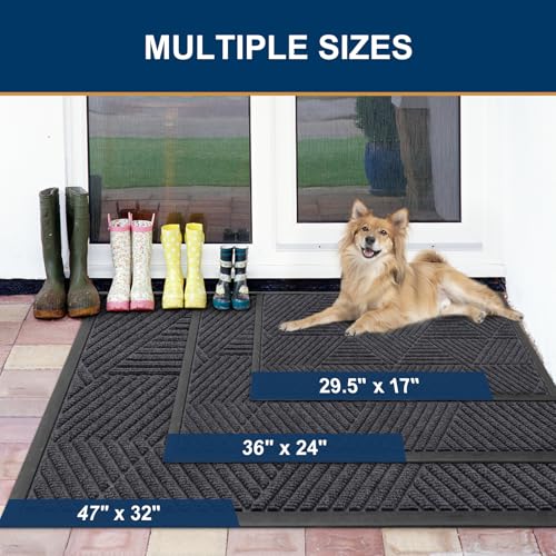 Front Door Mat Outside Entrance (Medium Grey / 59" X 34")