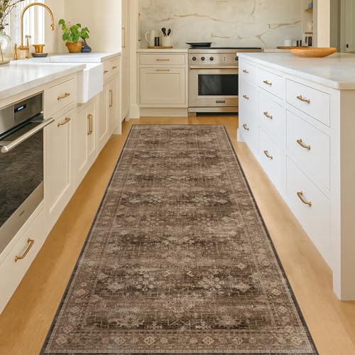 Brown Earthy Boho Washable 3x10 Extra Long Hallway Runner Rug (3' x 10' (Runner) / Brown)