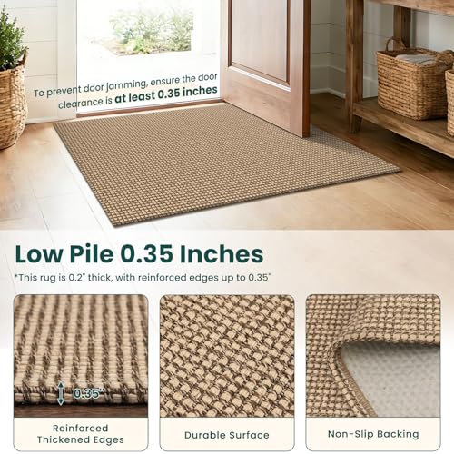 Boho Runners for Hallways 2x7 ft Washable Kitchen Runner Non Slip Rubber Backed Hall Runners Cotton Entryway Runner Rugs for Indoor Backdoor Bedroom Kitchen (Orange Beige/Tan/Brown / 2' x 7' (Runner))