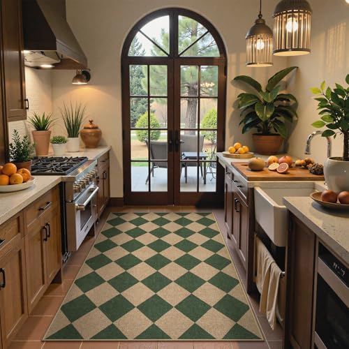 Checkered Easy Jute 3x5 Outdoor Patio Rug (3' x 5' (Rectangular) / Deep Green/Nature-2)