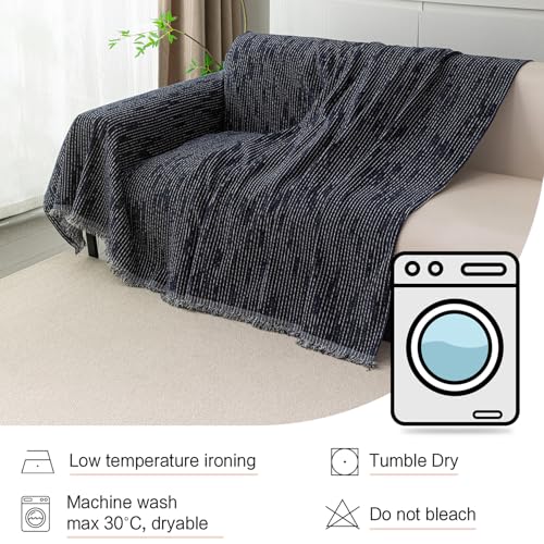 Couch Covers for 2 Cushion Couch Sofa (71" x 118" / 9# Lines Navy)