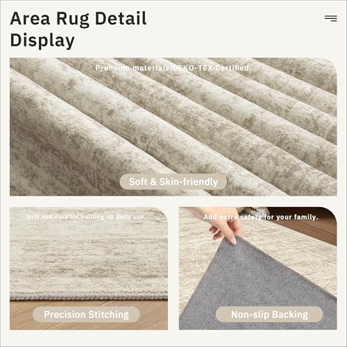 Washable Runner Rug 2'6"x8' Kitchen Hallway Runners Beige (Beige / 2'6" x 8' (Runner))