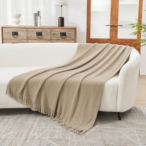 Throw Blanket for Couch (D-tan/Beige / 50*60'')