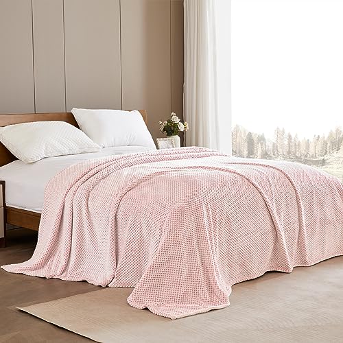 Large Waffle Fleece Throw Blanket for Couch (Heather Pink / 50x70 in)