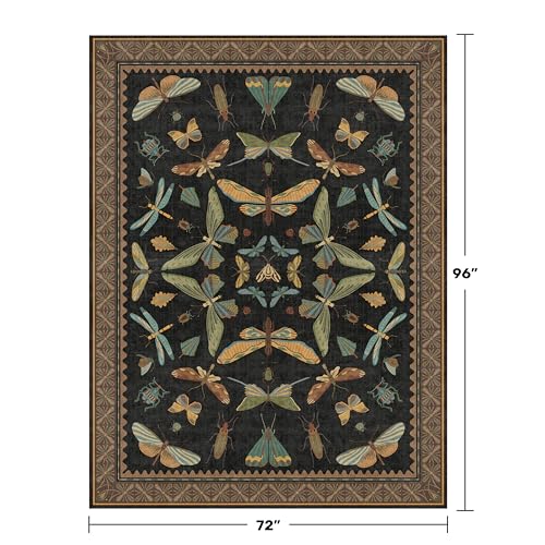 Dark 6x8 Insect Area Rug for Living Room (6' x 8' (Rectangular) / Black / Multi)