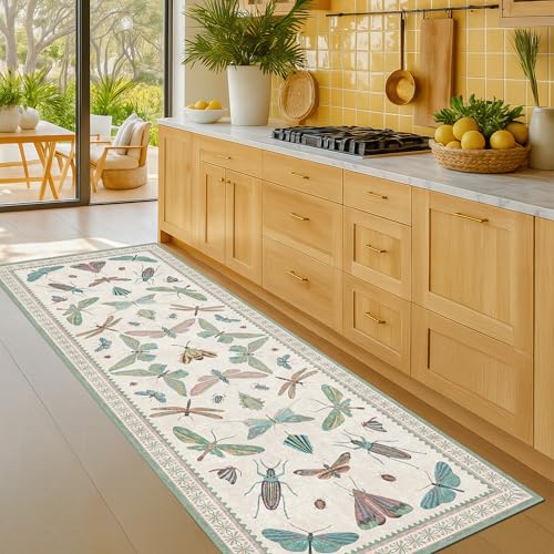 Washable Non Slip Bathroom Runner Rug 2x5 (2' x 5' (Runner) / Beige Green)