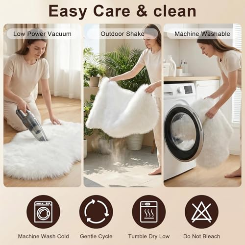 White Faux Sheepskin Runner Rugs 2x6 ft (White / 2' x 6' (Runner))