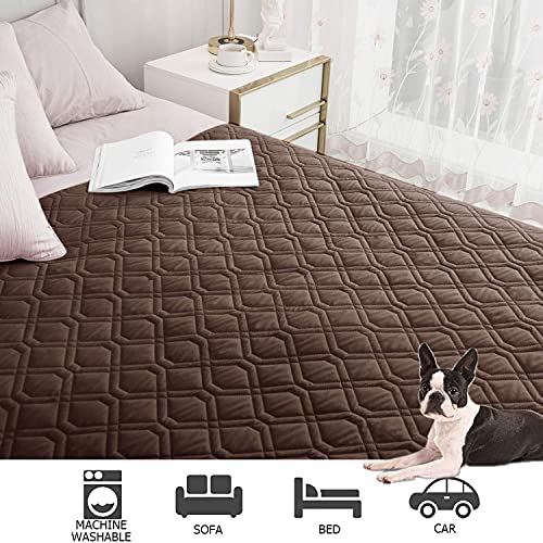Waterproof Dog Bed Cover Pet Blanket for Furniture Bed Couch Sofa Reversible (52x82 Inch (Pack of 1) / Chocolate+beige)