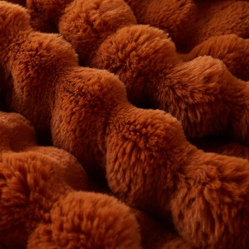 Soft Bubble Faux Fur Throw Blanket (Brown / 50“x60”)