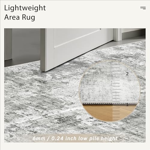 Abstract Rug 8x10 Large Living Room Area Rugs Washable Gray (Gray/White / 8' x 10' (Rectangular))