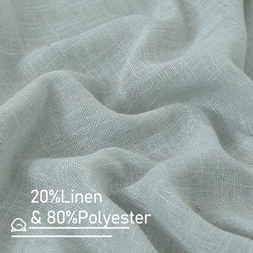 Light Filtering Linen Curtains 45 Inch Length 2 Panels (Greyish Blue / 34"W x 45"L (Pack of 2))