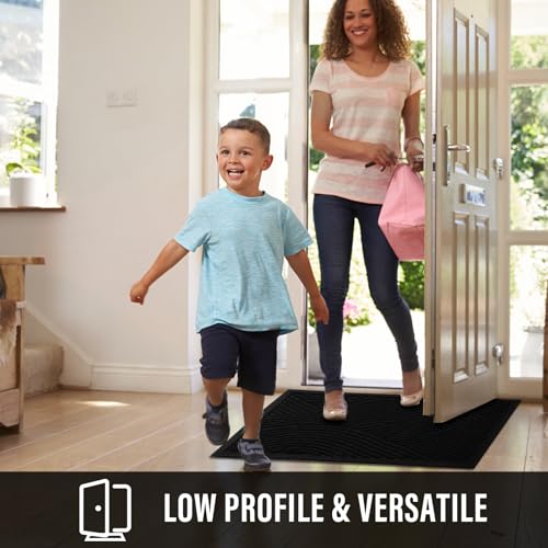 Sturdy Front Door Mat (Black / 2'8" x 3'11" (Rectangular))